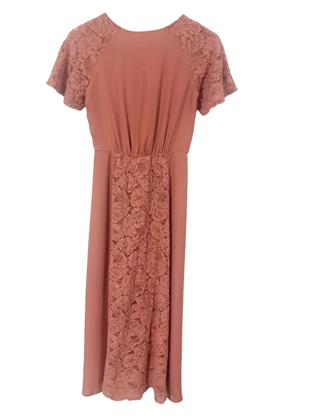 Women’s Lace-Trim V-Neck MaxiDress - Dusty Rose - Picture 2 of 2